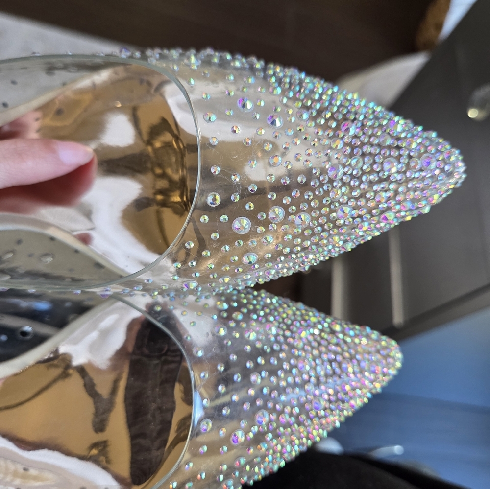 Badgley Mischka Gabi Ivory Satin Rhinestone Flats - Picture 6 of 6